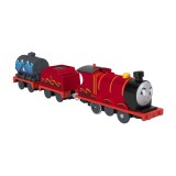 THOMAS LOCOMOTIVA MOTORIZATA SPLASH TANK JAMES CU 2 VAGOANE
