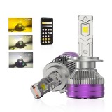Set 2 Becuri Auto H7 LED CSP 160W 3000K 4300K 6500K Galben-Alb Reglabil Din Aplicatie, 16000LM Canbus, Fara Eroare de Bec Ars, cu Ventilator pentru Ra