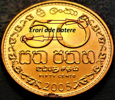 Moneda exotica 50 CENTI - SRI LANKA, anul 2005 * cod 2804 = UNC + ERORI BATERE foto