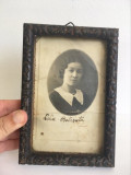 Tablou vechi fotografie portret Lidia Botezatu Chisinau, anii 30, rama 15x10 cm