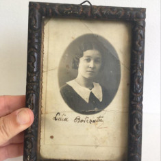 Tablou vechi fotografie portret Lidia Botezatu Chisinau, anii 30, rama 15x10 cm