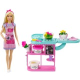Set de joaca Barbie, Papusa Barbie blonda florăreasă, Mattel