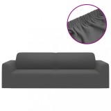 Husa elastica pentru canapea 3 locuri poliester jersey antracit