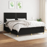 VidaXL Pat box spring cu saltea, negru, 160x200 cm, textil
