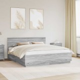 vidaXL Cadru de pat cu headboard Gri Sonoma 200 x 200 cm Lemn compozit 3408045