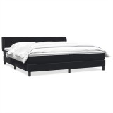 Pat cu arcuri cu saltele negru 180x210 cm catifea
