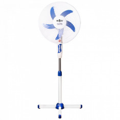 Ventilator cu picior si 5 elice SAPIR SP 1760 B5, 45W, 40 cm, 3 trepte, Inaltime reglabila, Grila protectie, Alb/Albastru foto