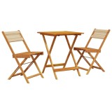 Cumpara ieftin Set mobilier bistro, 3 piese, bej, polipropilena si lemn masiv