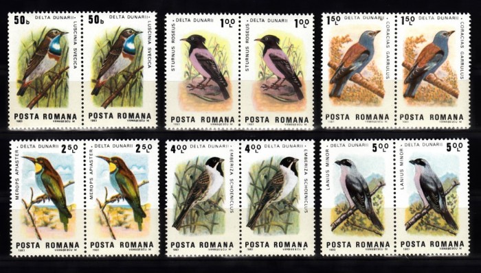 A11 TX10 3 - 1983 - Pasari din Delta Dunarii - perechi de doua timbre