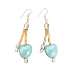 Cumpara ieftin Cercei din pluta cu inimioara turcoaz