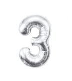 Balon folie sub forma de cifra, argintiu, 85 cm-Tip Cifra 3
