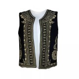 Cumpara ieftin Vesta Traditionala Neagra cu Broderie Geometrica Crem, de Dama - VT04