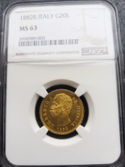 20 lire 1882 NGC MS 63 foto