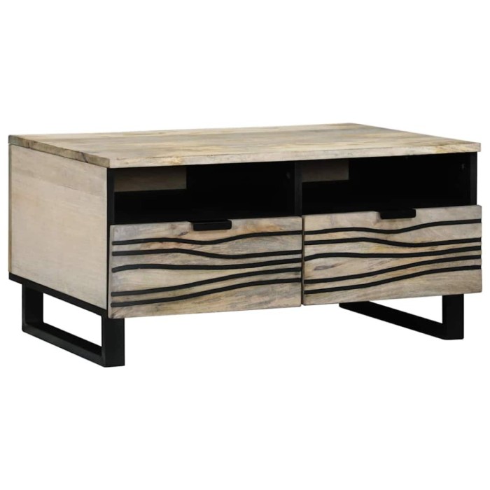 vidaXL Masă de cafea cu sertar Bej și negru 80 x 54 x 40 cm 4017985