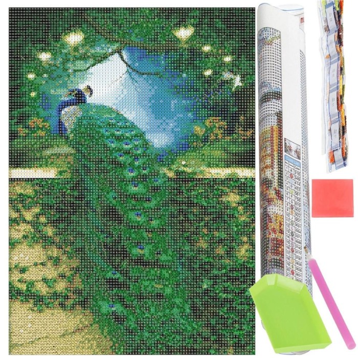 Set de broderie cu diamante 5D, 30x40cm, model Paun Household NewTrend