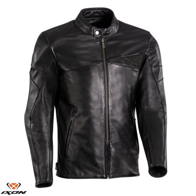 Geaca (jacheta) barbati pentru scuter - motocicleta piele Urban/Heritage Ixon All season model Cranky MS culoare: negru Negru 4XL foto