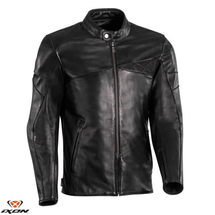 Geaca (jacheta) barbati pentru scuter - motocicleta piele Urban/Heritage Ixon All season model Cranky MS culoare: negru Negru 4XL
