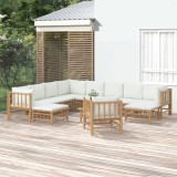 Gossi set mobilier de gradina cu perne alb crem, 12 piese, bambus