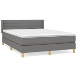 Cumpara ieftin Pat box spring cu saltea, gri inchis, 140x200 cm, textil