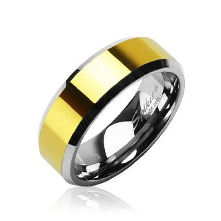 Inel din tungsten, cu centrul auriu - Marime inel: 49