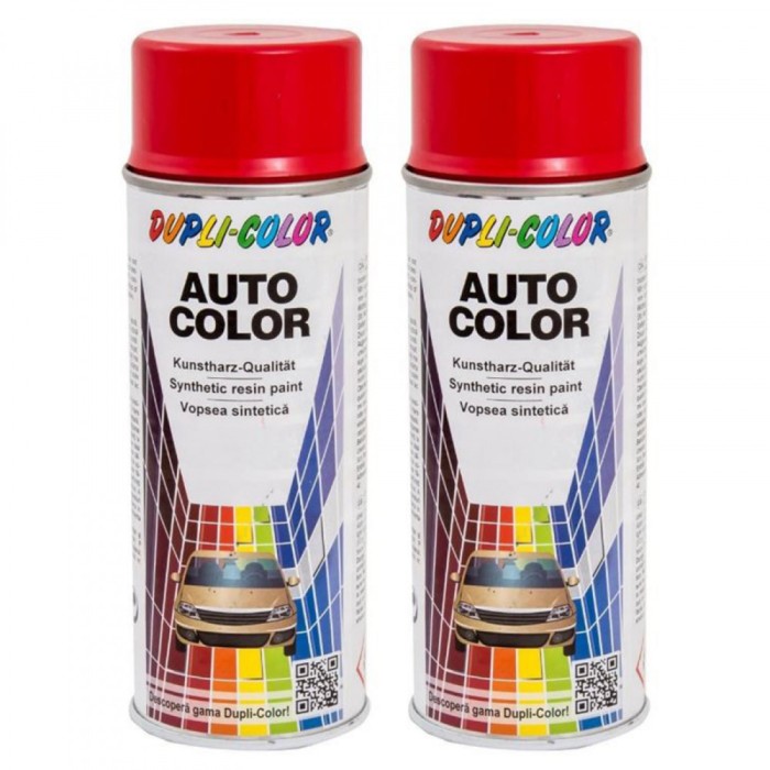 Pachet 2 x Vopsea Spray Auto Dupli-Color Dacia Logan Rosu Passion 021C 350 ml