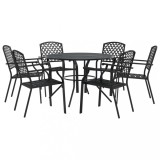 Cumpara ieftin Set scaune de gradina stivuibile, 7 buc., antracit, otel vopsit