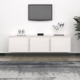 vidaXL Comode TV, 3 buc., alb, lemn masiv de pin