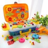 Joc Constructie Mozaic Montessori, 276 Piese, Surubelnita Electrica, Valiza Depozitare, 3D, STEM, Educativ, Copii 3-10 Ani