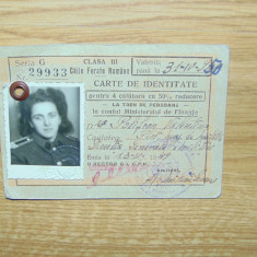 CFR -CARTE DE IDENTITATE 4 CALATORII 50% REDUCERE ANUL 1949