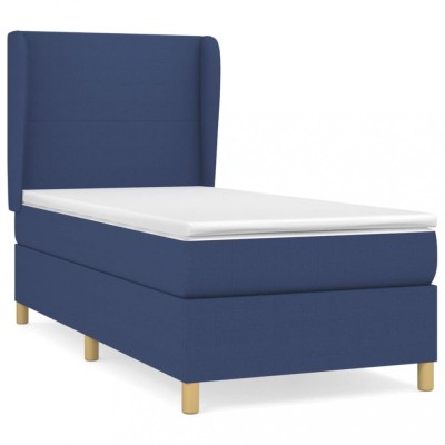 Pat box spring cu saltea, albastru, 80x200 cm, textil foto