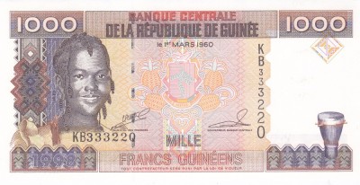 Bancnota Guineea 1.000 Franci 1998 - P37 UNC foto