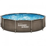 Cumpara ieftin Piscina Ratan Summer Waves 305x76 cm, 4800L, Cadru Metalic, Pompa Filtrare, Maro