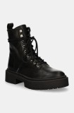Steve Madden bocanci de piele Gusto femei, culoarea negru, cu toc plat, SM11003330