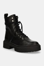 Steve Madden bocanci de piele Gusto femei, culoarea negru, cu toc plat, SM11003330