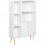 Biblioteca cu Picioare din Lemn din Pin Alb 80 x 23.5 x 118cm HOMCOM | Aosom RO