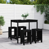 Set mobilier bar de gradina, 5 piese, negru, lemn masiv de pin GartenMobel Dekor, vidaXL