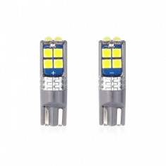 Set becuri auto cu LED CANBUS compatibil T10 W5W 10 SMD Alb 12/24V, destinat