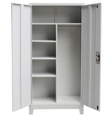 Vestiar Fiset metalic Premium 4 polite, spatiu haine bara si picioare, 900x400x1920 mm (LxlxH), 60 kg/polita, Neasamblat, PLUS