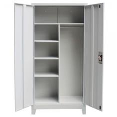 Vestiar Fiset metalic Premium 4 polite, spatiu haine bara si picioare, 900x400x1920 mm (LxlxH), 60 kg/polita, Neasamblat, PLUS