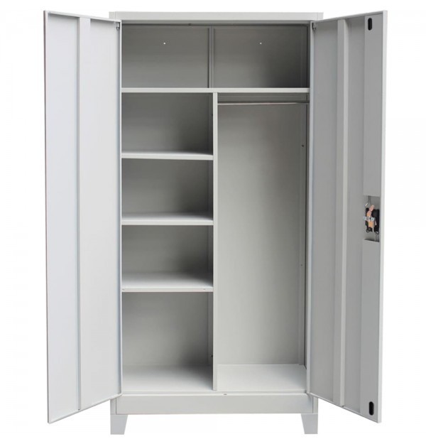 Vestiar Fiset metalic Premium 4 polite, spatiu haine bara si picioare, 900x400x1920 mm (LxlxH), 60 kg/polita, Neasamblat, PLUS