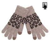 Manusi de iarna pentru femei, Model Leopard, Compatibile cu Ecran Tactil, Bej-Maro, CMCLASS