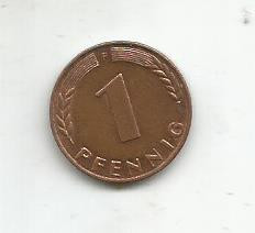 No(2) moneda-GERMANIA 1 PFENING / 1950. F foto