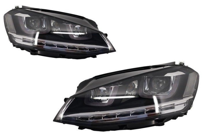 Faruri 3D LED VW Golf VII (2012-2017) R-Line LED Semnalizare Dinamica Performance AutoTuning