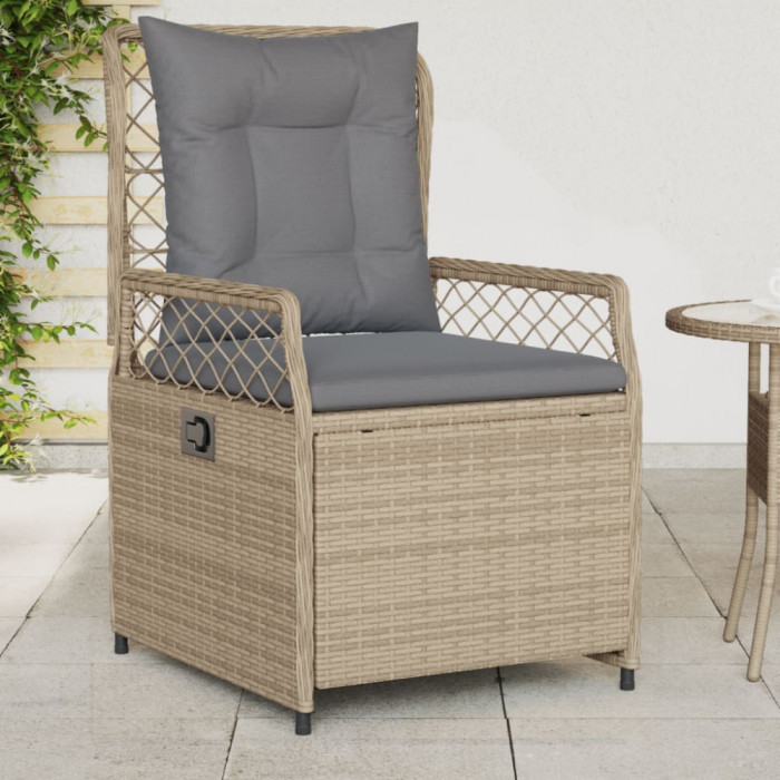vidaXL Scaune de grădină rabatabile, 2 buc., bej, poliratan 368664