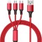 Cablu 3 in 1 M006A, Micro USB TYP-C, Rosu