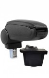 Cotiera Auto Premium Dedicata Opel Astra J 2009-2015 ALM Negru ABS+Piele Ecologica, Spatiu Depozitare Rabatabila