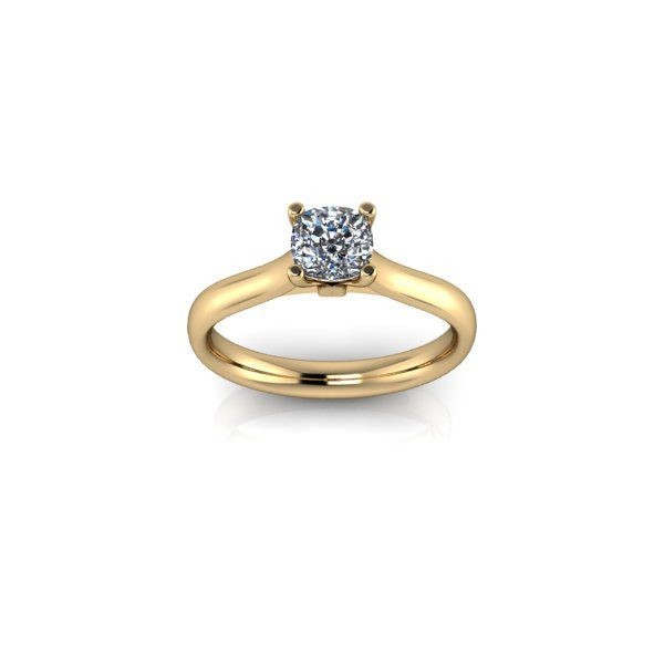 Inel de logodnă din aur galben de 14k, decorat cu piatră de zirconiu - 48