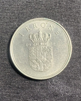 Moneda 1 coroana 1972 Danemarca foto