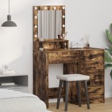 VidaXL Masă de cosmetică cu lumini LED, stejar fumuriu, 50x41x135 cm