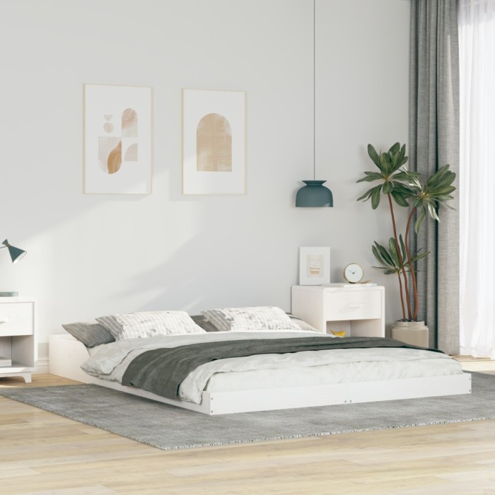vidaXL Cadru de pat Alb 140 x 200 cm Lemn masiv de pin